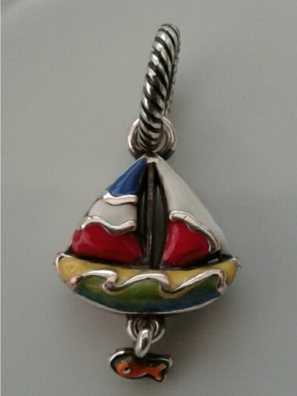 🛥️ BRIGHTON enamel boat Charm with fish Accent!